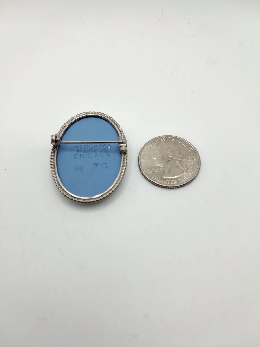 PM362. Blue Wedgwood Cameo Oval Brooch with White Relief
